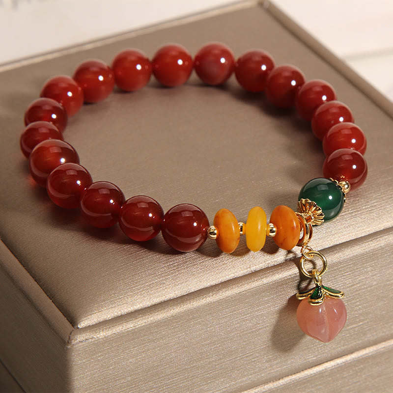 KarmaRipple's Red Agate Amber Peach Talisman Self-acceptance Bracelet p1