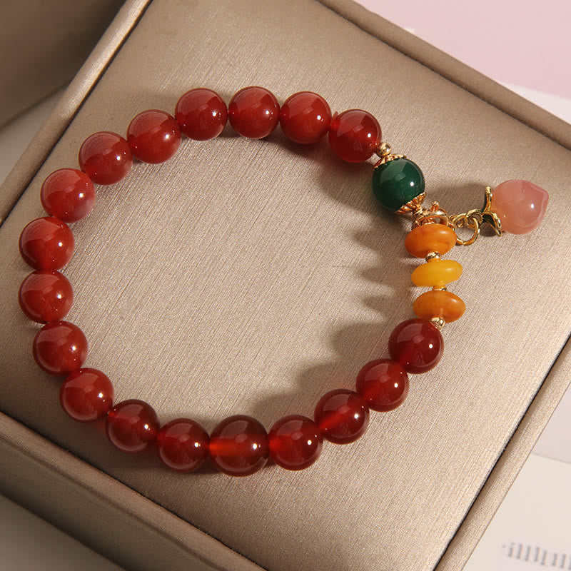 KarmaRipple's Red Agate Amber Peach Talisman Self-acceptance Bracelet p4