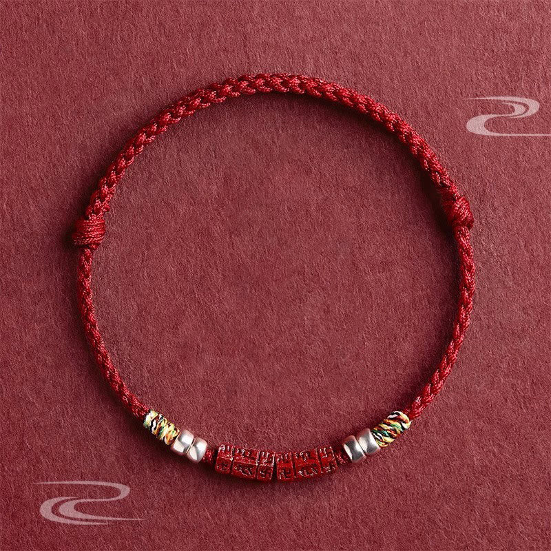 KarmaRipple's 925 Sterling Silver Om Mani Padme Hum Cinnabar Blessing Child Adult Bracelet p1