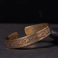 KarmaRipple's Six True Words 'om Mani Padme Hum' Heart Sutra Bronze Brass Fortune Wisdom Bracelet Bangle