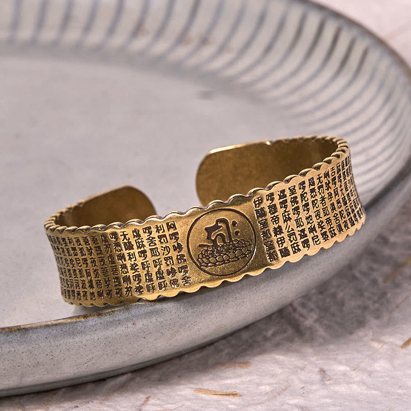 KarmaRipple's Great Compassion Mantra Bronze Brass Fortune Self Care Bracelet Bangle p4