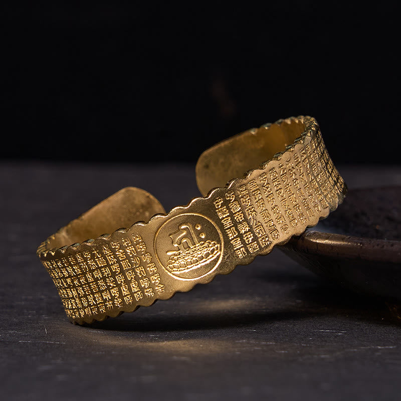 KarmaRipple's Great Compassion Mantra Bronze Brass Fortune Self Care Bracelet Bangle p2