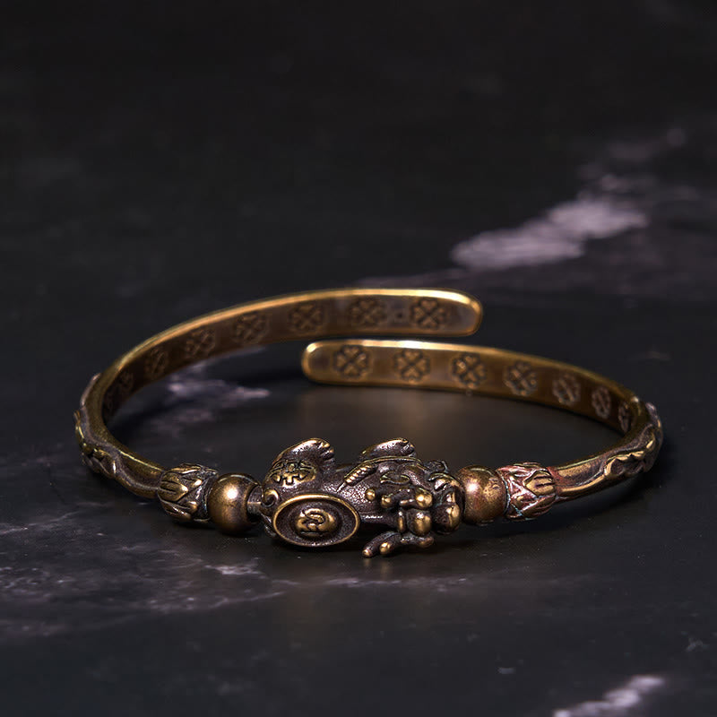 KarmaRipple's Pi Xiu Carrying Coin Ingot Bronze Brass Fortune Wealth Bracelet Bangle p8