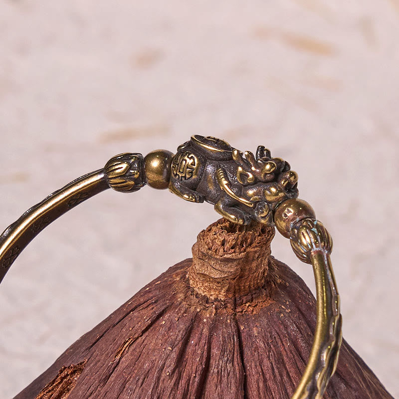 KarmaRipple's Pi Xiu Carrying Coin Ingot Bronze Brass Fortune Wealth Bracelet Bangle p11