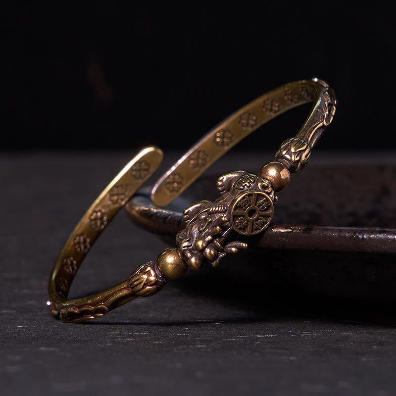 KarmaRipple's Pi Xiu Carrying Coin Ingot Bronze Brass Fortune Wealth Bracelet Bangle p12