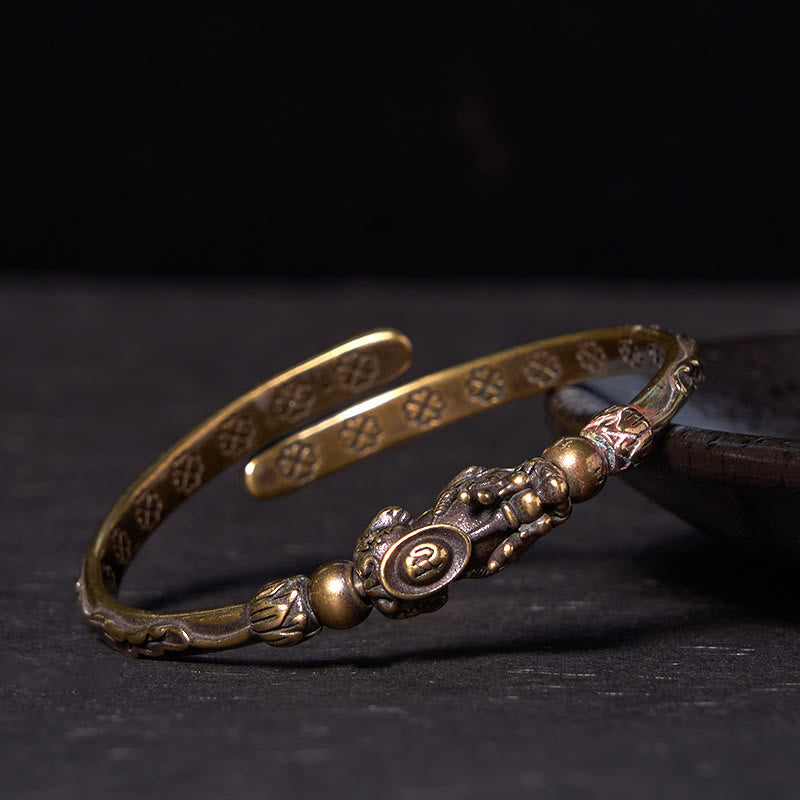 KarmaRipple's Pi Xiu Carrying Coin Ingot Bronze Brass Fortune Wealth Bracelet Bangle p13