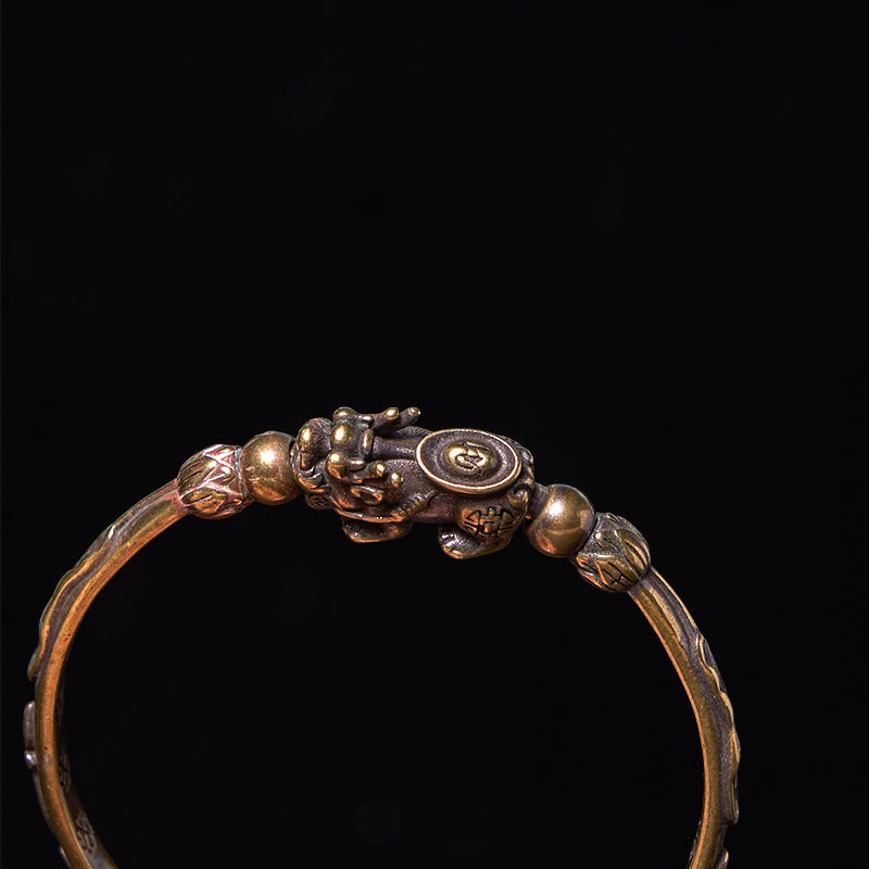 KarmaRipple's Pi Xiu Carrying Coin Ingot Bronze Brass Fortune Wealth Bracelet Bangle p9