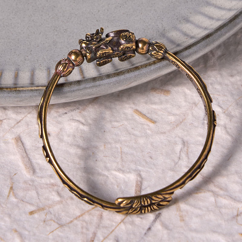 KarmaRipple's Pi Xiu Carrying Coin Ingot Bronze Brass Fortune Wealth Bracelet Bangle p10