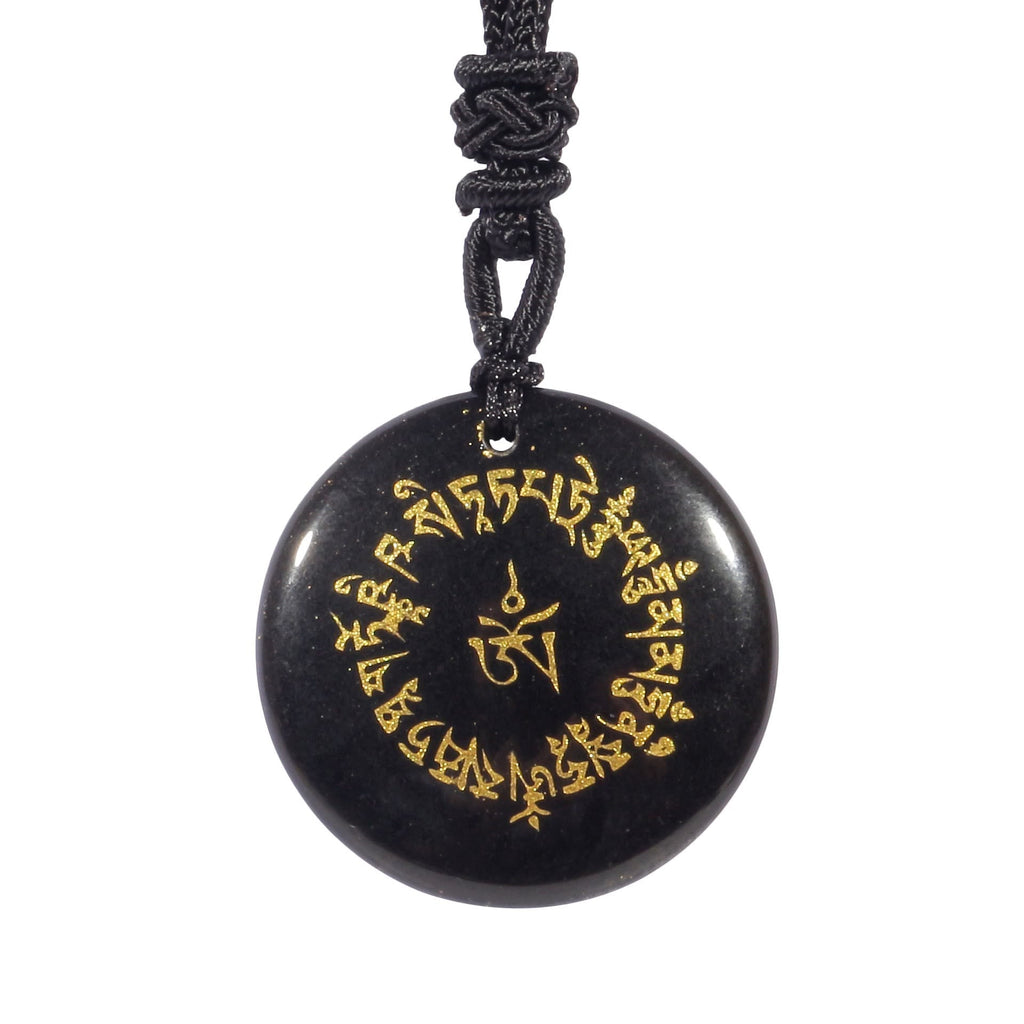 KarmaRipple's Fortune-gathering Mantra Authentic Various Gemstone Black Obsidian Fulfilment Pendant Necklace p1