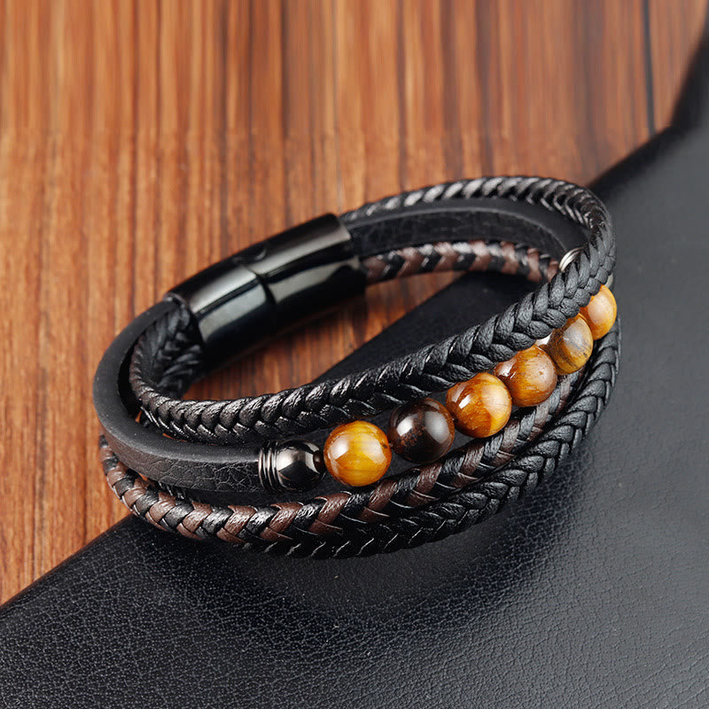 KarmaRipple's Tiger Eye Stone Protection Leather Bracelet p2