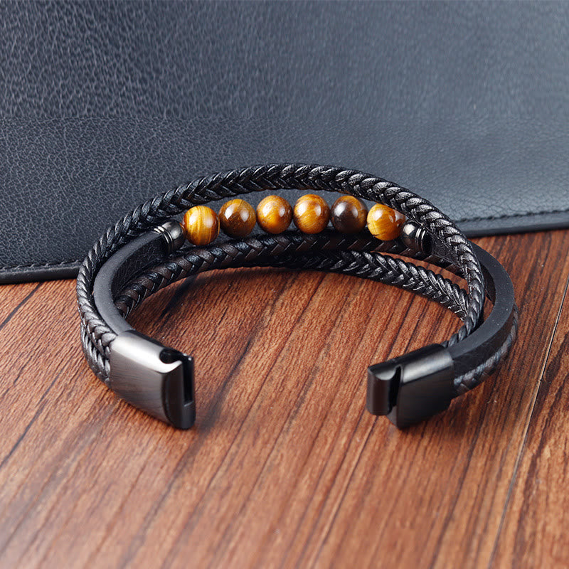 KarmaRipple's Tiger Eye Stone Protection Leather Bracelet p9