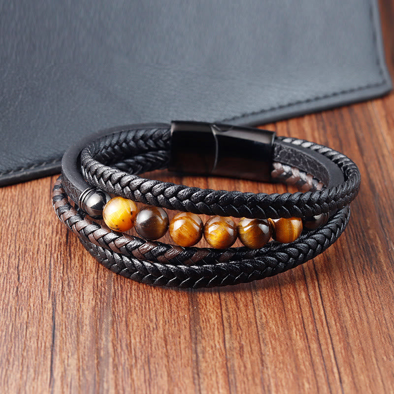 KarmaRipple's Tiger Eye Stone Protection Leather Bracelet p4