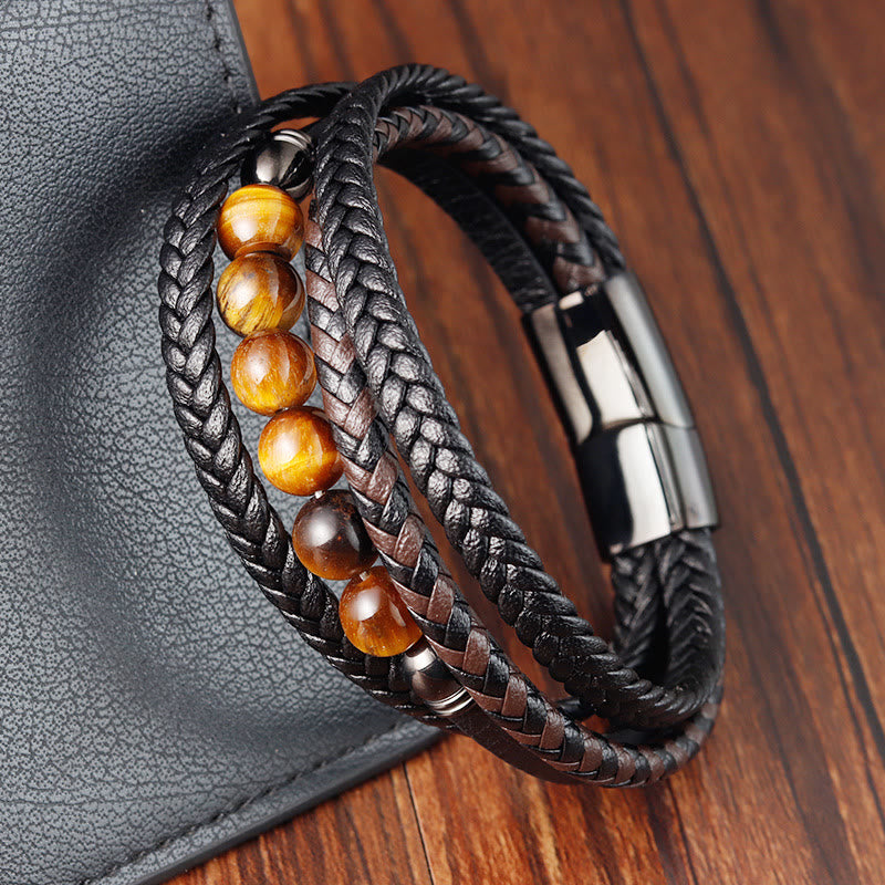 KarmaRipple's Tiger Eye Stone Protection Leather Bracelet p12
