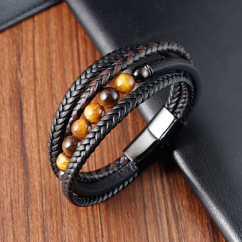 KarmaRipple's Tiger Eye Stone Protection Leather Bracelet p3