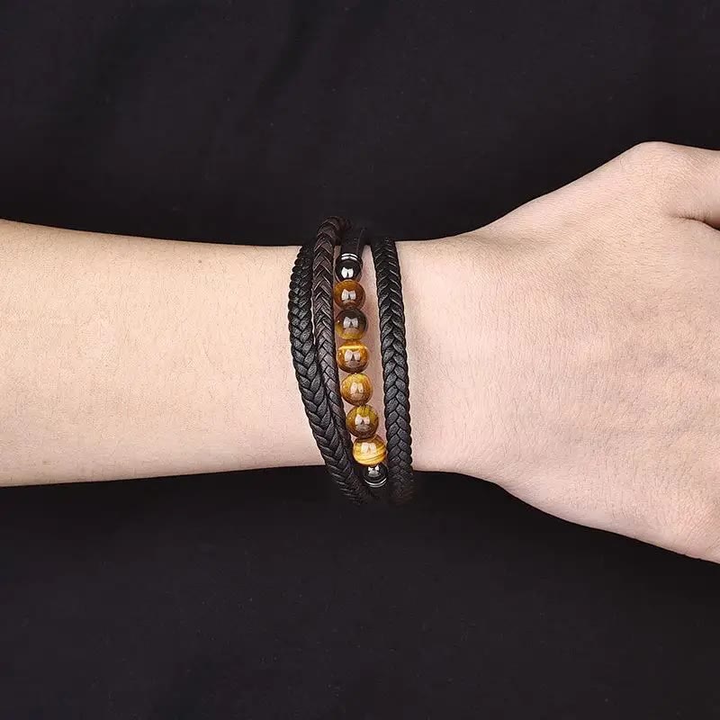 KarmaRipple's Tiger Eye Stone Protection Leather Bracelet p7