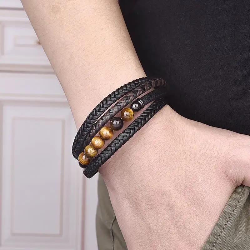 KarmaRipple's Tiger Eye Stone Protection Leather Bracelet p5