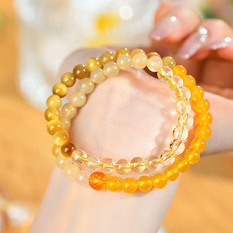 KarmaRipple's Five Elements Various Agate Gemstone Chalcedony Ivory Gemstone Ivory Agate Fortune Bracelet p35