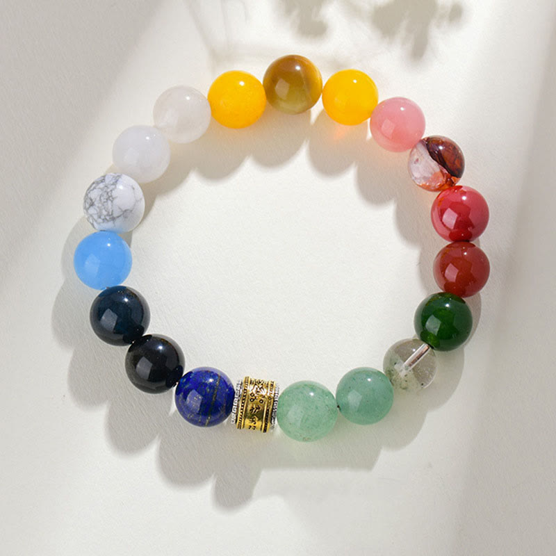KarmaRipple's Five Elements Various Agate Gemstone Red Agate Gold Sheen Obsidian Yellow Agate Fortune Bracelet p2