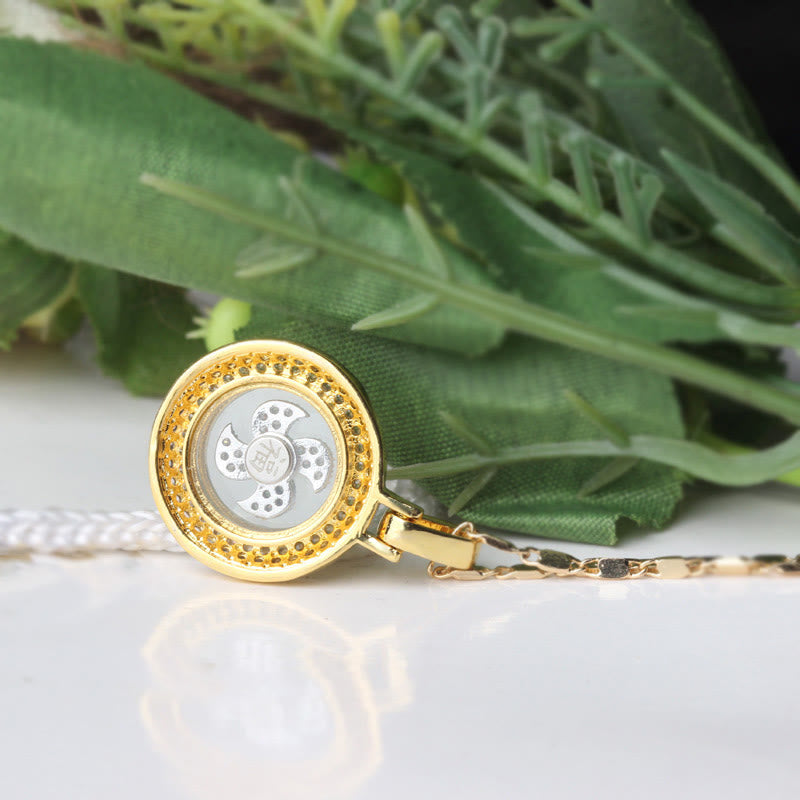 KarmaRipple's Gold plated Bronze Brass Rotatable Windmill Fu Balance Pendant Necklace p13