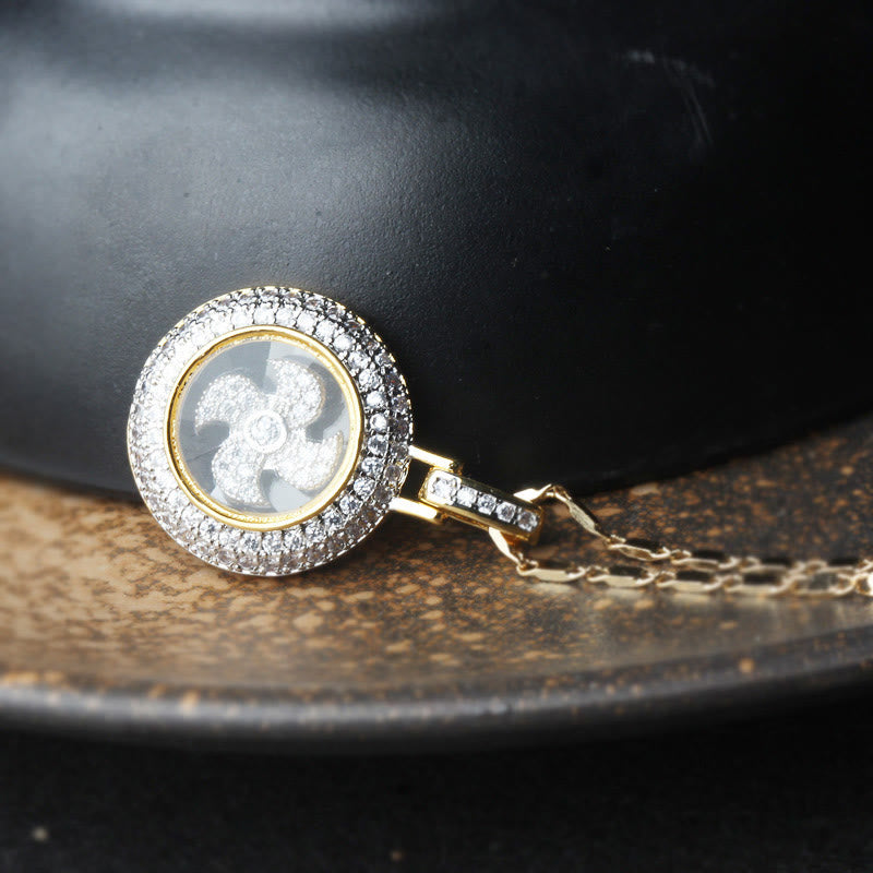 KarmaRipple's Gold plated Bronze Brass Rotatable Windmill Fu Balance Pendant Necklace p11