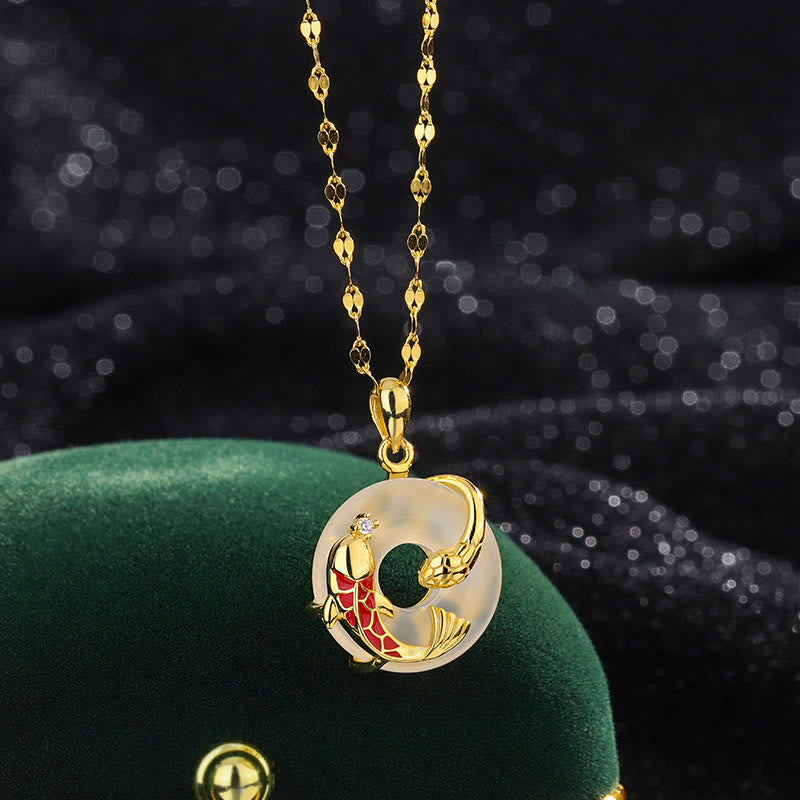 KarmaRipple's Chalcedony Peace Buckle 999 Sterling Silver Koi Fish Year Of The Snake Positive Pendant Necklace p14