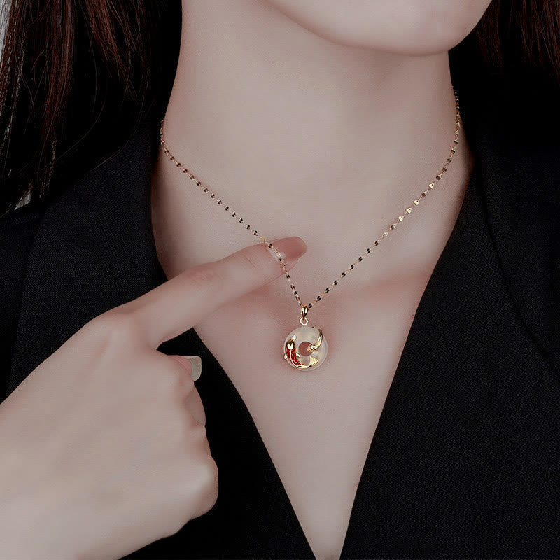 KarmaRipple's Chalcedony Peace Buckle 999 Sterling Silver Koi Fish Year Of The Snake Positive Pendant Necklace p5