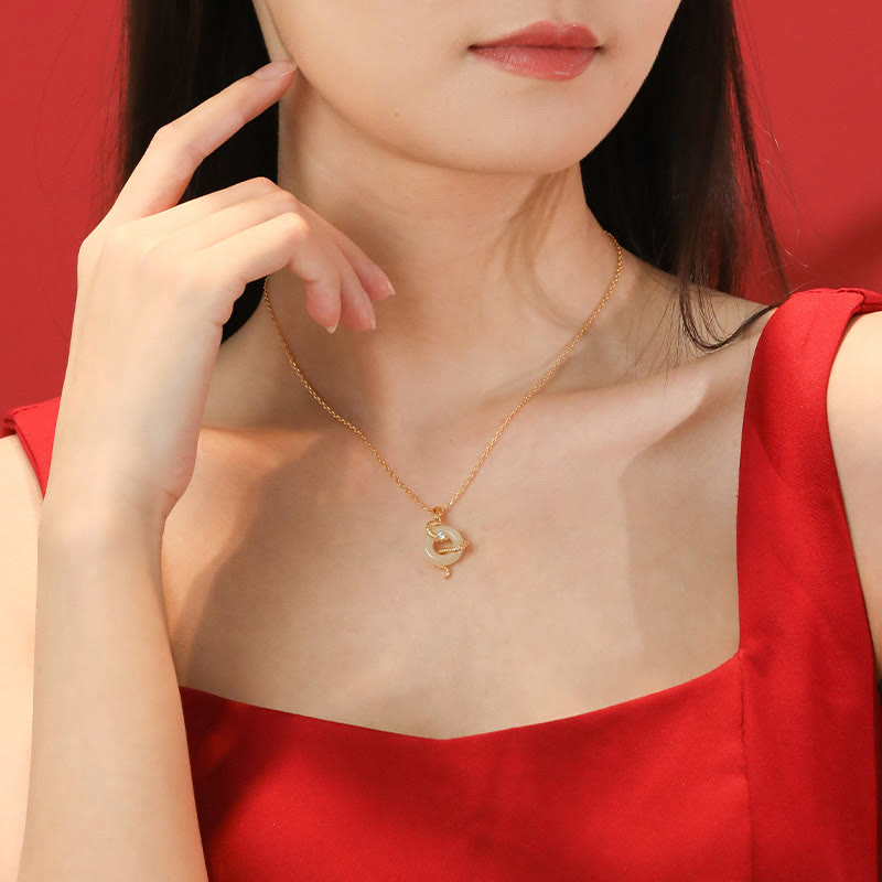KarmaRipple's Authentic Hetian Jade 925 Sterling Silver Year Of The Snake Peace Buckle Fortune Pendant Necklace p10