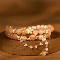 KarmaRipple's Sun Stone Gemstone Peach Blossom Wealth Double Wrap Bracelet