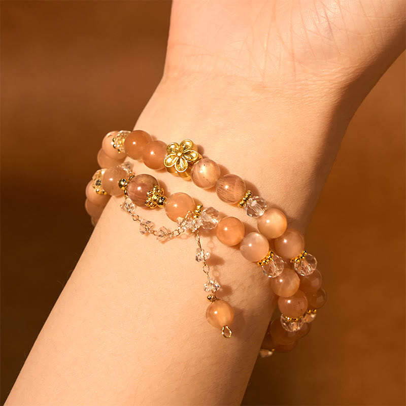 KarmaRipple's Sun Stone Gemstone Peach Blossom Wealth Double Wrap Bracelet p3