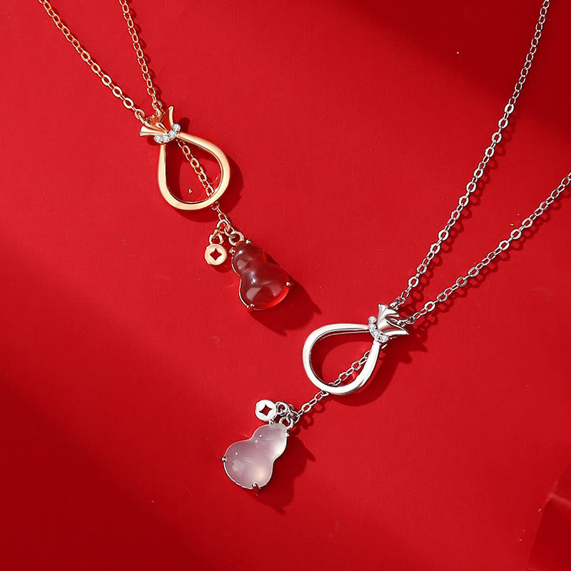 KarmaRipple's Red Agate Chalcedony 925 Sterling Silver Gourd Fortunate Bag Confidence Pendant Necklace p5