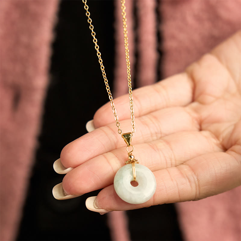 KarmaRipple's Jade Peace Buckle Pendant Fortune Necklace p4