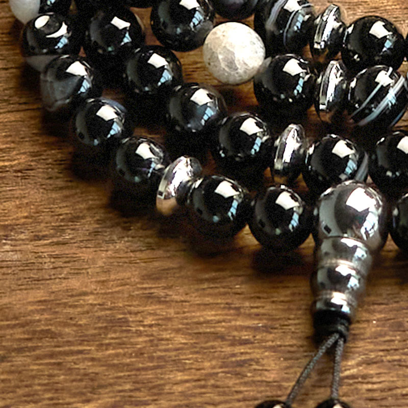 KarmaRipple's 108 Mala Beadwork Authentic Stone Black Onyx Protection Bracelet p6