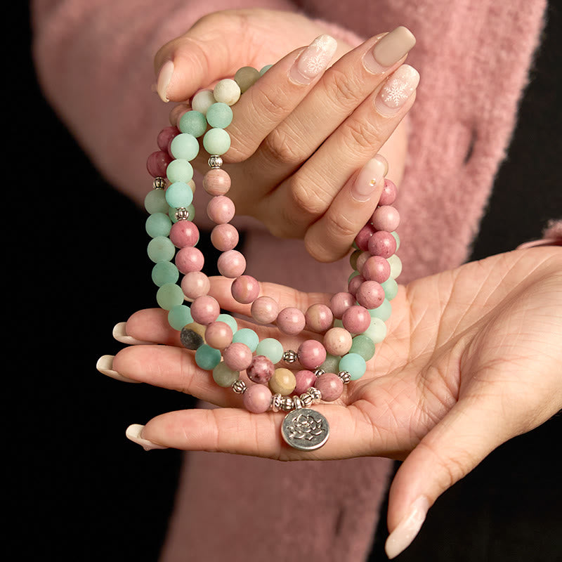 KarmaRipple's 108 Mala Beadwork Rhodonite Amazonite Lotus Balancing Bracelet p4