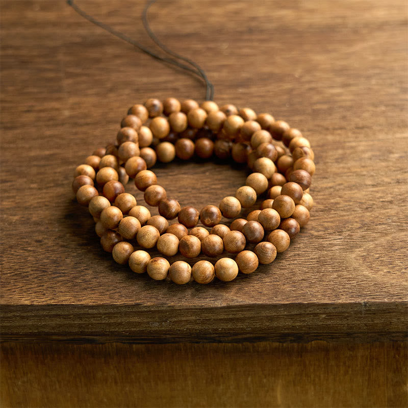 KarmaRipple's 108 Mala Beadwork Lightning Strike Peach Wood Hand Polishing Protection Bracelet p7