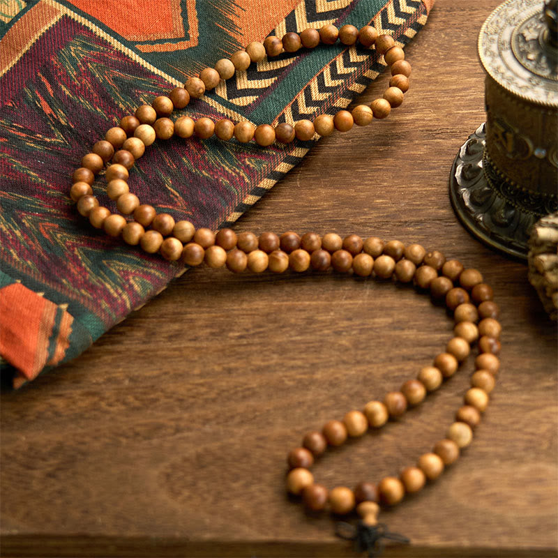 KarmaRipple's 108 Mala Beadwork Lightning Strike Peach Wood Hand Polishing Protection Bracelet p5