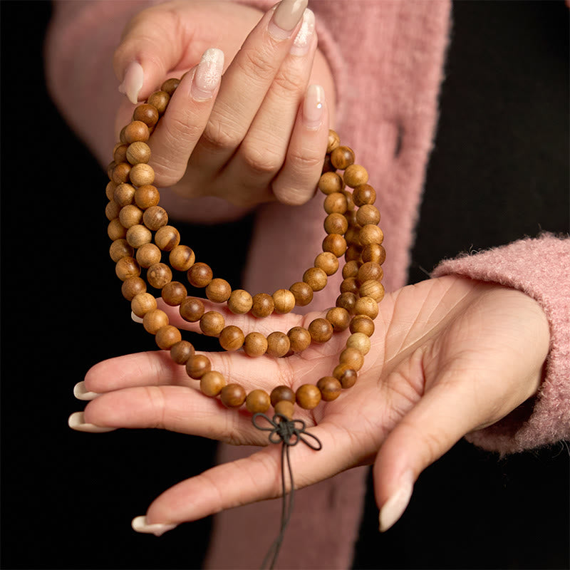 KarmaRipple's 108 Mala Beadwork Lightning Strike Peach Wood Hand Polishing Protection Bracelet p4