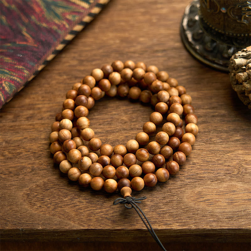KarmaRipple's 108 Mala Beadwork Lightning Strike Peach Wood Hand Polishing Protection Bracelet p6