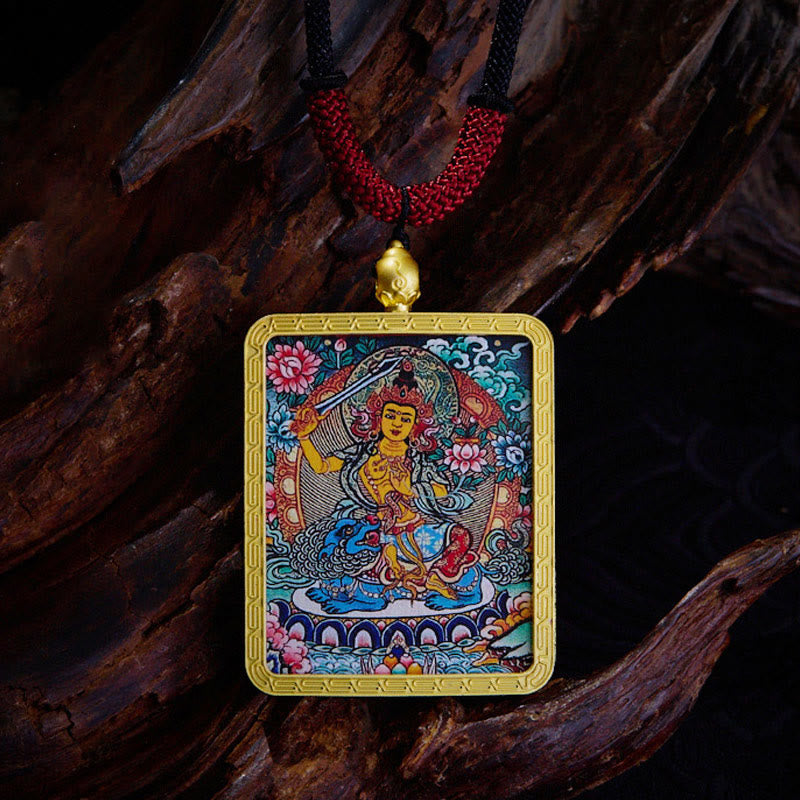 KarmaRipple's Tibetan Zakiram Nine Tailed Fox Yellow God of Wealth Painted Thangka Hope Pendant Necklace p23