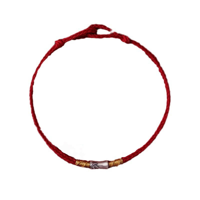 KarmaRipple's Handmade 925 Sterling Silver Bamboo Design Red String Fortune Woven Bracelet p17