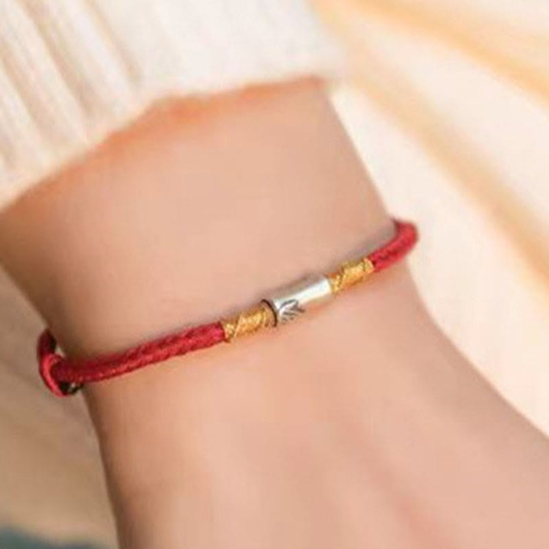 KarmaRipple's Handmade 925 Sterling Silver Bamboo Design Red String Fortune Woven Bracelet p6