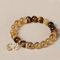 KarmaRipple's Authentic Tiger Eye Citrine Beadwork Fortune Gourd Strength Bracelet