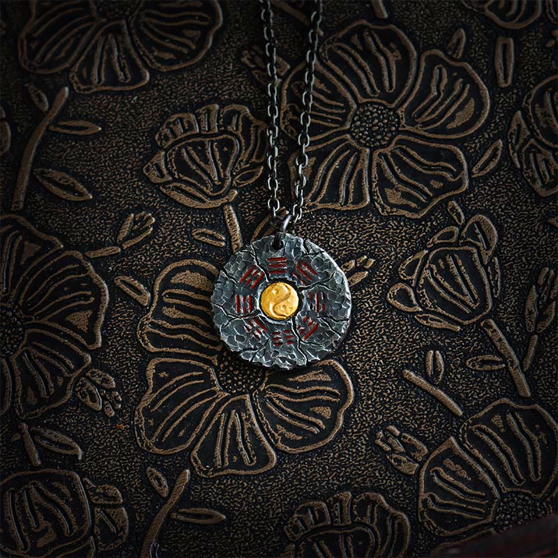 KarmaRipple's 999 Sterling Silver 24k Gold Bagua Tai Chi Yin Yang Design Mountain Ghosts Spend Money Balance Pendant Necklace p2