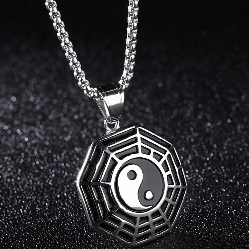 KarmaRipple's Titanium Steel Bagua Yin Yang Pattern Balance Pendant Necklace p2