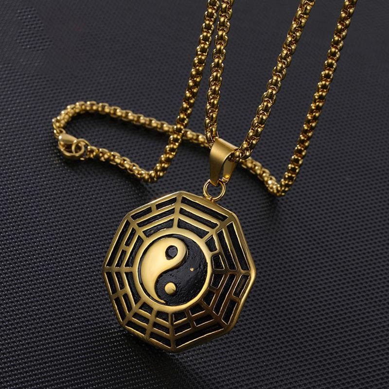 KarmaRipple's Titanium Steel Bagua Yin Yang Pattern Balance Pendant Necklace p3