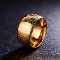 KarmaRipple's Tibetan Seal Heart Sutra Titanium Steel Balance Ring