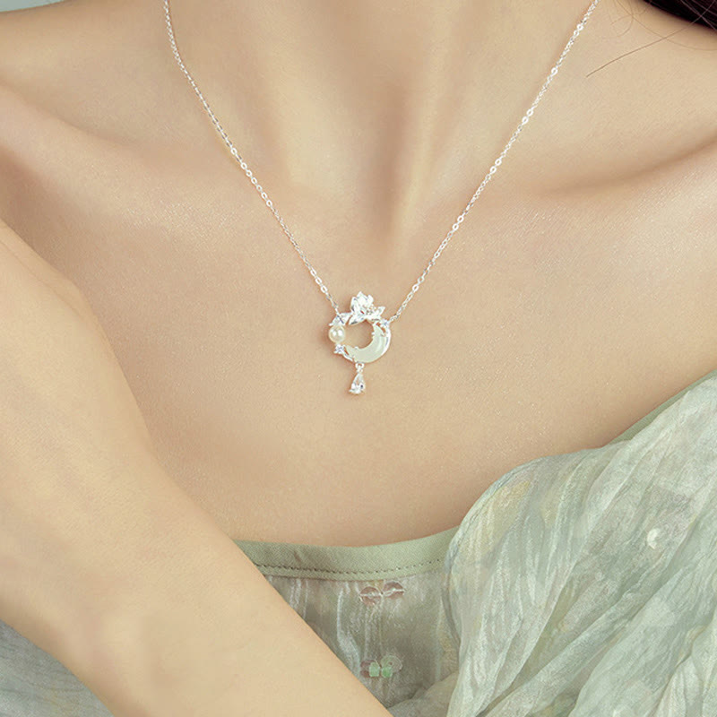 KarmaRipple's Hetian Jade 925 Sterling Silver Cubic Zirconia Pearl Pendant Necklace p4