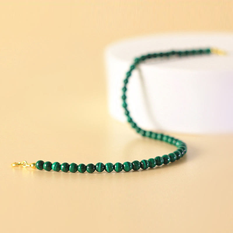 KarmaRipple's 4mm Authentic Malachite Beadwork 14k Gold Plated Bronze Anti-anxiety Bracelet p6