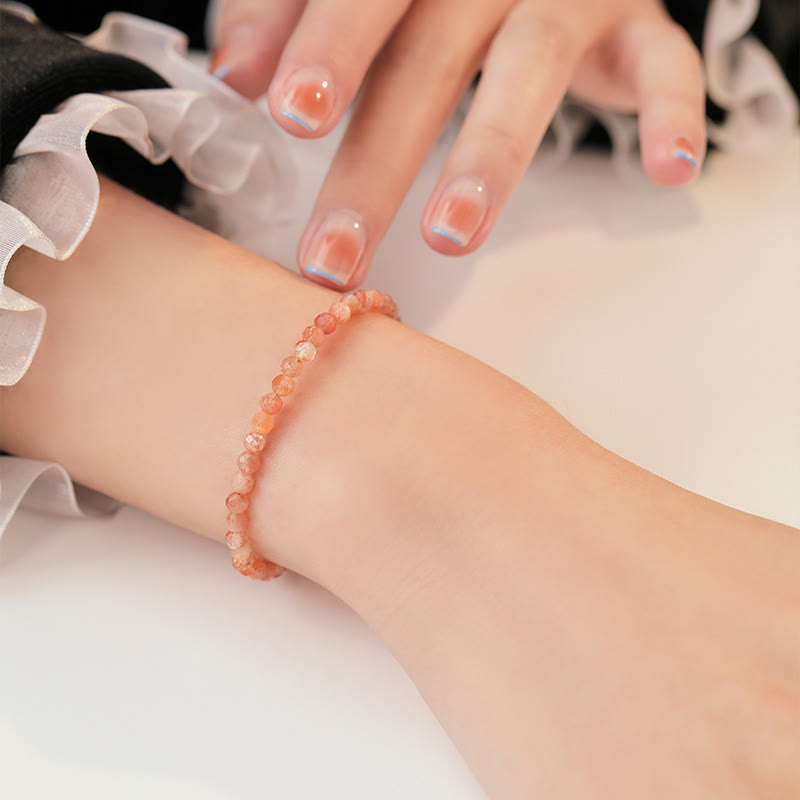 KarmaRipple's 3mm Sun Stone Ultra-thin Beadwork 14k Gold Plated Bronze Wealth Bracelet p13