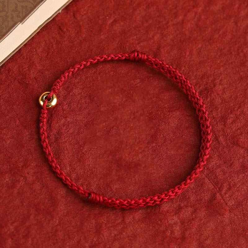 KarmaRipple's 999 Gold Small Peace Buckle Red String Protection Fortune Woven Bracelet Anklet p5