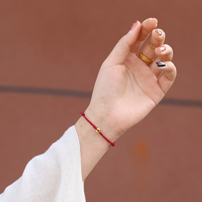 KarmaRipple's 999 Gold Small Peace Buckle Red String Protection Fortune Woven Bracelet Anklet p6